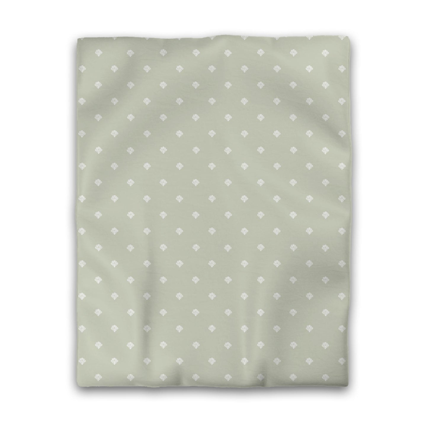 Pale Green Cotton Sateen Duvet Cover, Off-white Hand-painted Swizzle Motif Print, CSDU-1241-172, Twin - 178 x 229 cm / 70 x 90 inches