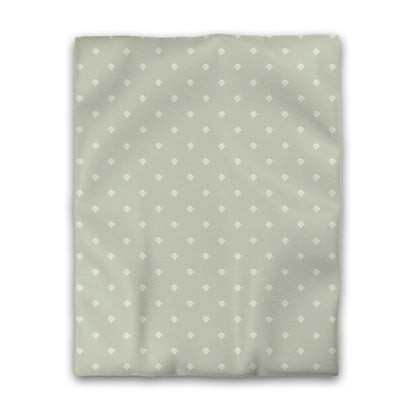Pale Green Cotton Sateen Duvet Cover, Off-white Hand-painted Swizzle Motif Print, CSDU-1241-172, Twin - 178 x 229 cm / 70 x 90 inches