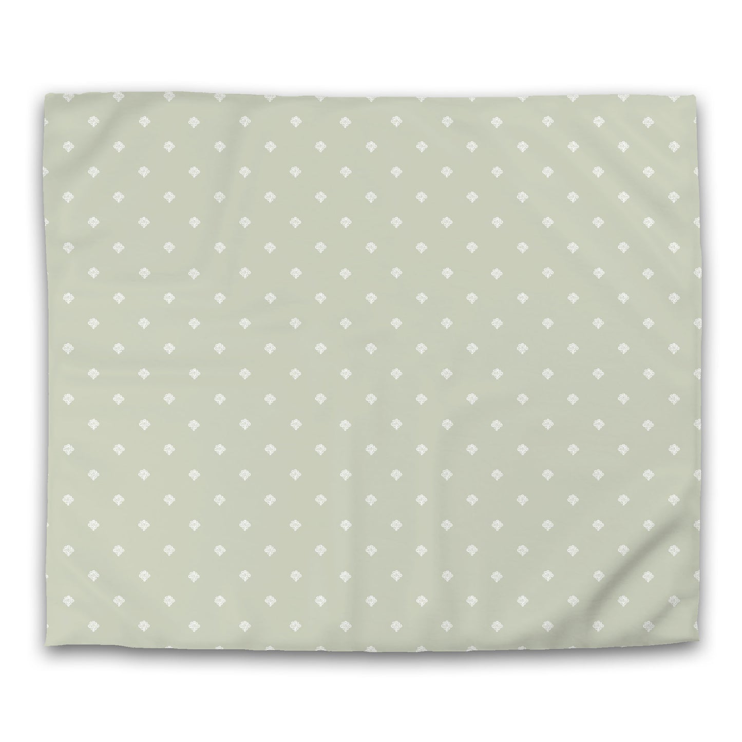 Pale Green Cotton Sateen Duvet Cover, Off-white Hand-painted Swizzle Motif Print, CSDU-1241-172, King - 269 x  234 cm / 106 x 92 inches