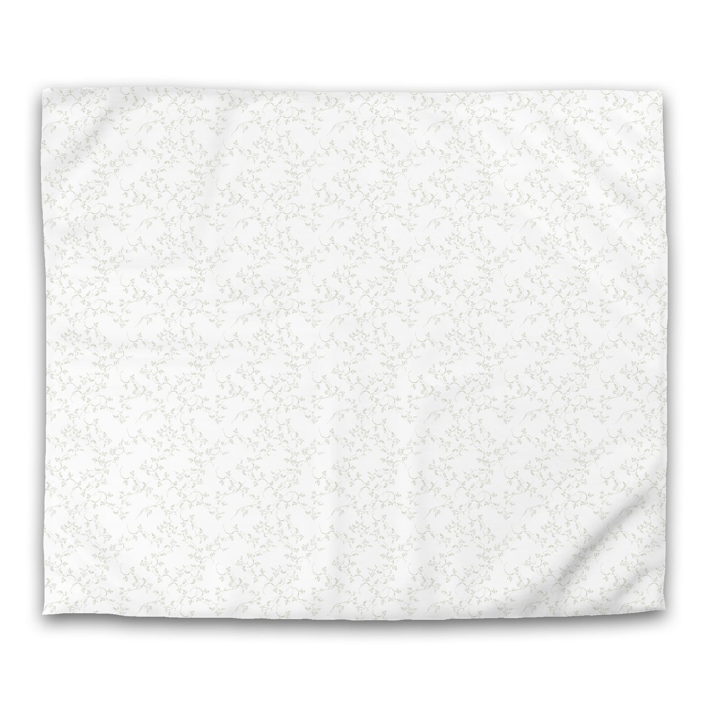 Off-white Cotton Sateen Duvet Cover, Pale Green Hand-painted Vine Print, CSDU-1241-181, King - 269 x  234 cm / 106 x 92 inches