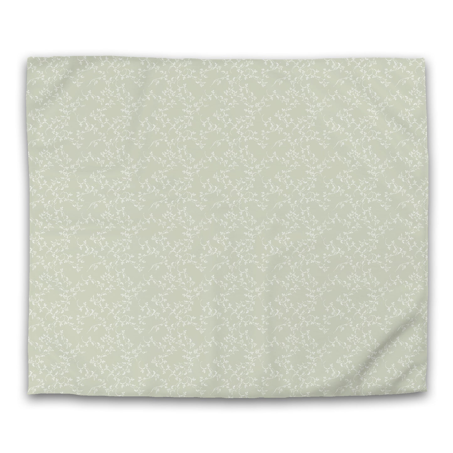 Pale Green Cotton Sateen Duvet Cover, Off-white Hand-painted Vine Print, CSDU-1241-182, King - 269 x  234 cm / 106 x 92 inches