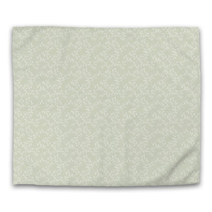 Pale Green Cotton Sateen Duvet Cover, Off-white Hand-painted Vine Print, CSDU-1241-182, King - 269 x  234 cm / 106 x 92 inches