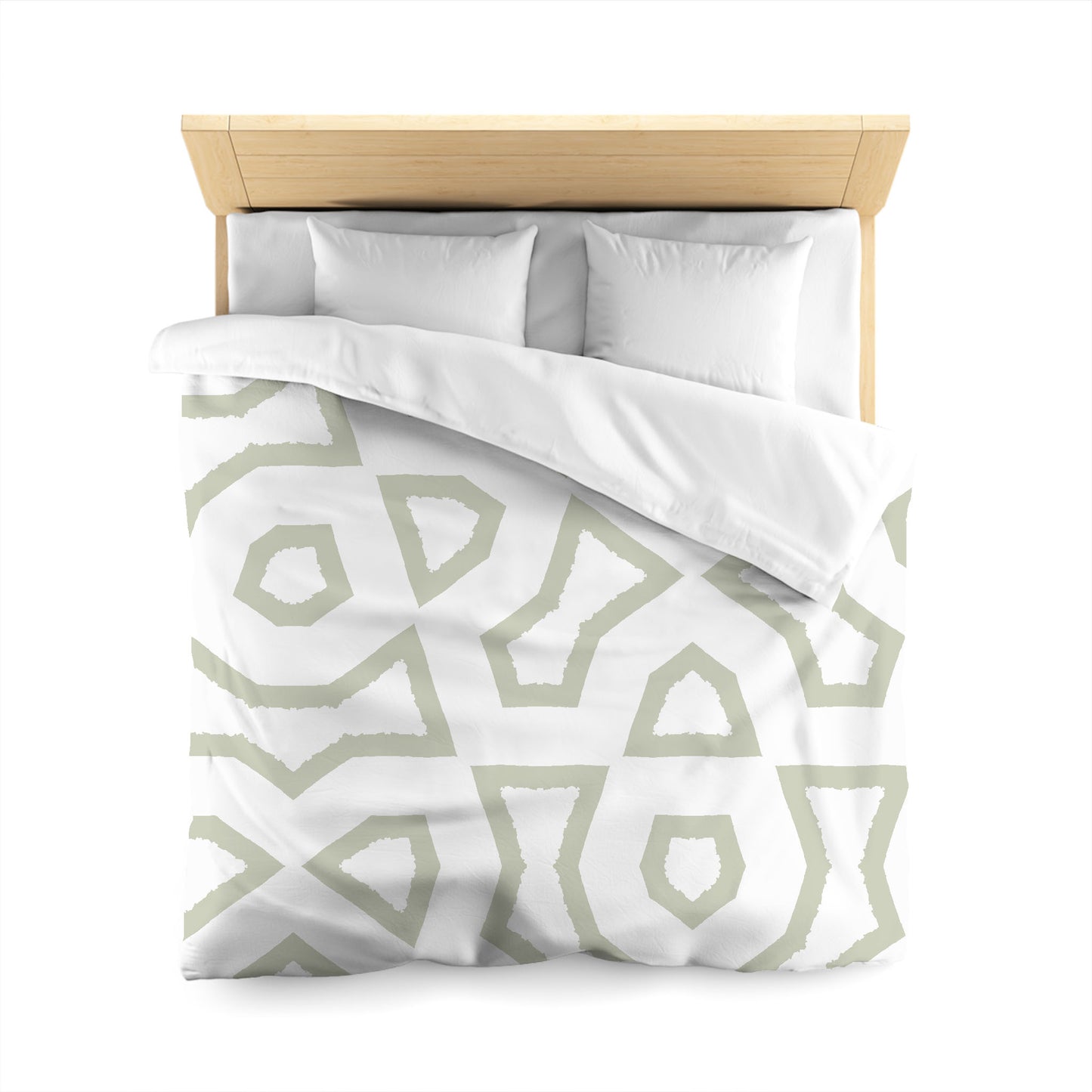 Off-white Cotton Sateen Duvet Cover, Bold Pale Green Graphic, CSDU-1241-391, Queen - 229 x 229 cm / 90 x 90 inches