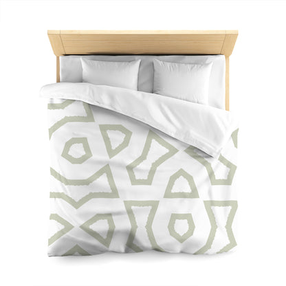 Off-white Cotton Sateen Duvet Cover, Bold Pale Green Graphic, CSDU-1241-391, Queen - 229 x 229 cm / 90 x 90 inches