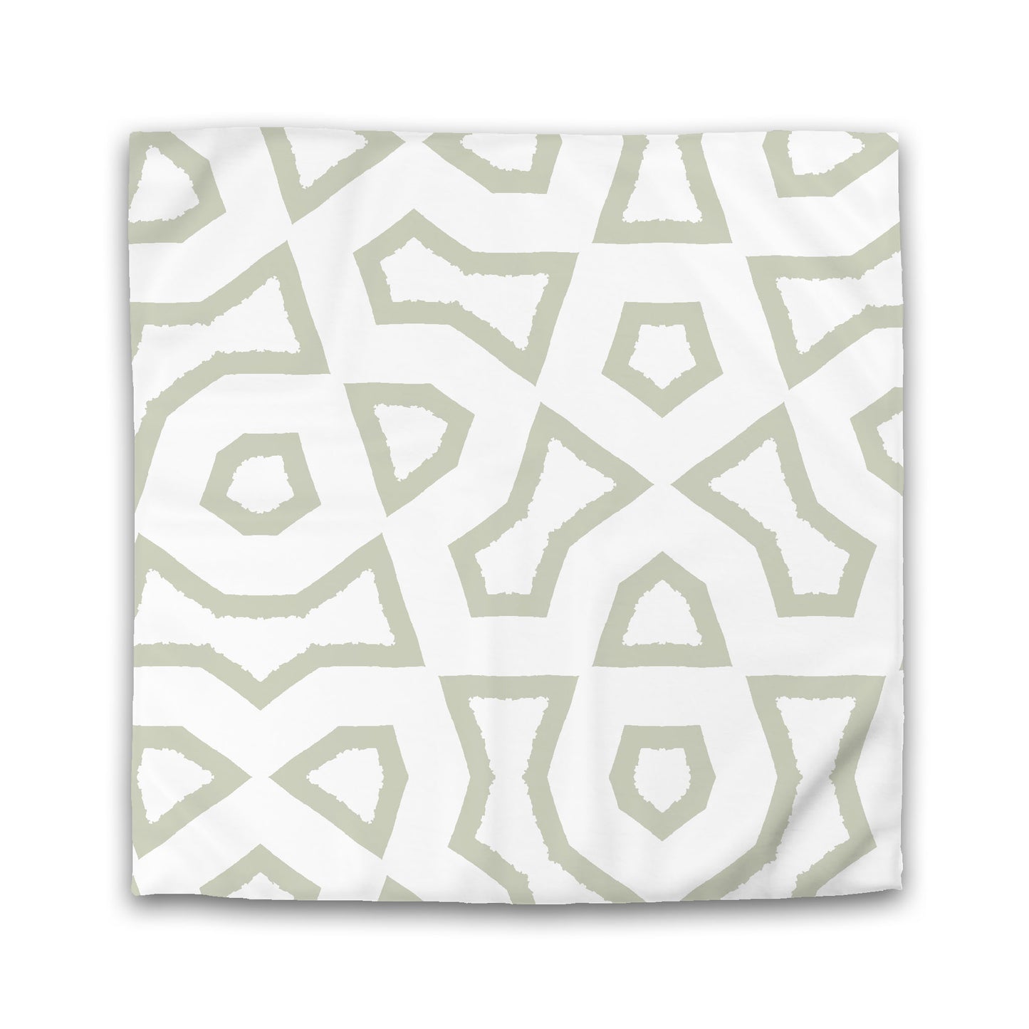 Off-white Cotton Sateen Duvet Cover, Bold Pale Green Graphic | CSDU-1241-391