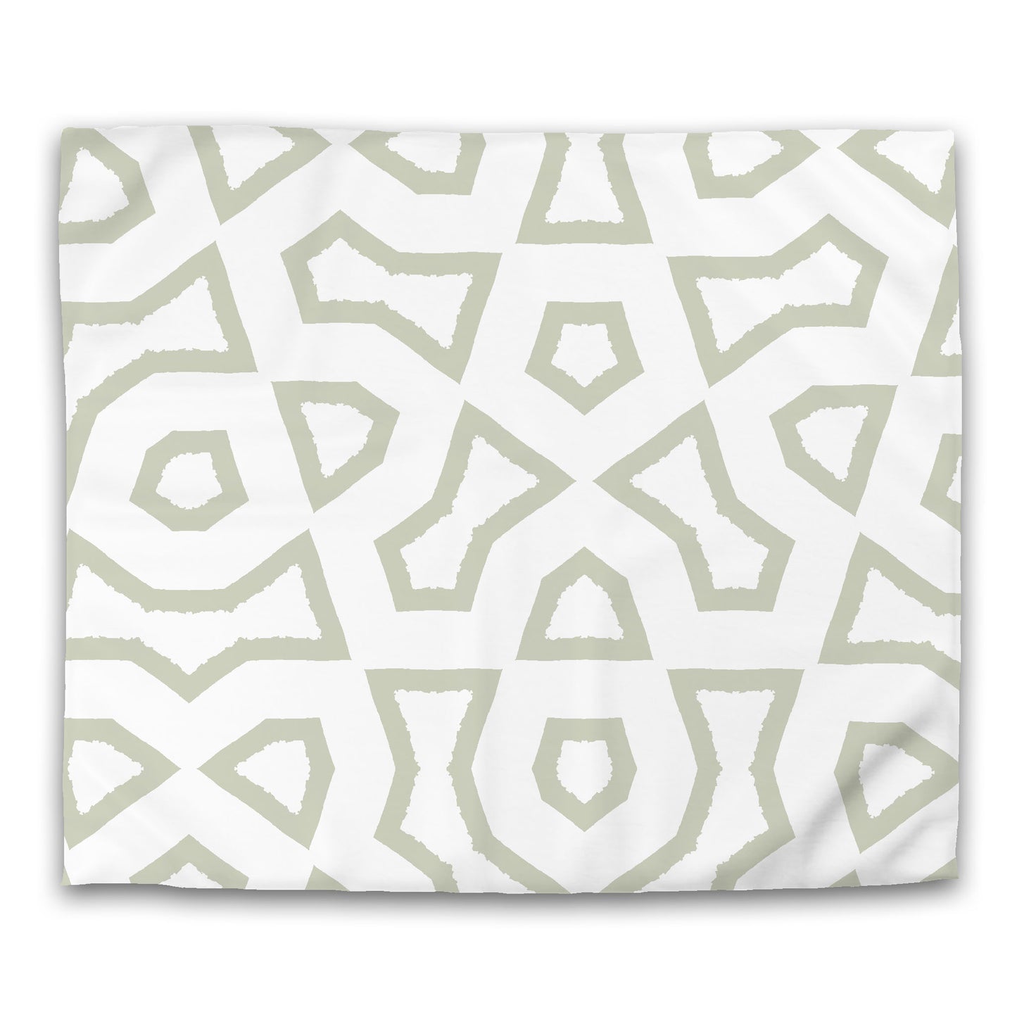Off-white Cotton Sateen Duvet Cover, Bold Pale Green Graphic, CSDU-1241-391, King - 269 x  234 cm / 106 x 92 inches