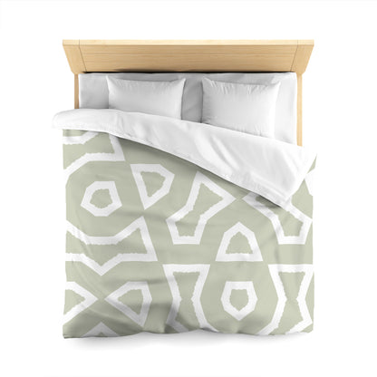Pale Green Cotton Sateen Duvet Cover, Bold Off-white Graphic, CSDU-1241-392, Queen - 229 x 229 cm / 90 x 90 inches