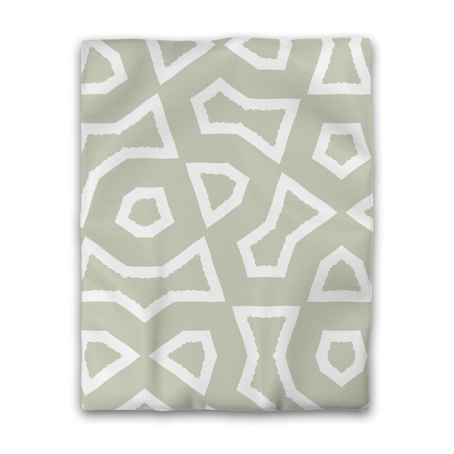 Pale Green Cotton Sateen Duvet Cover, Bold Off-white Graphic, CSDU-1241-392, Twin - 178 x 229 cm / 70 x 90 inches
