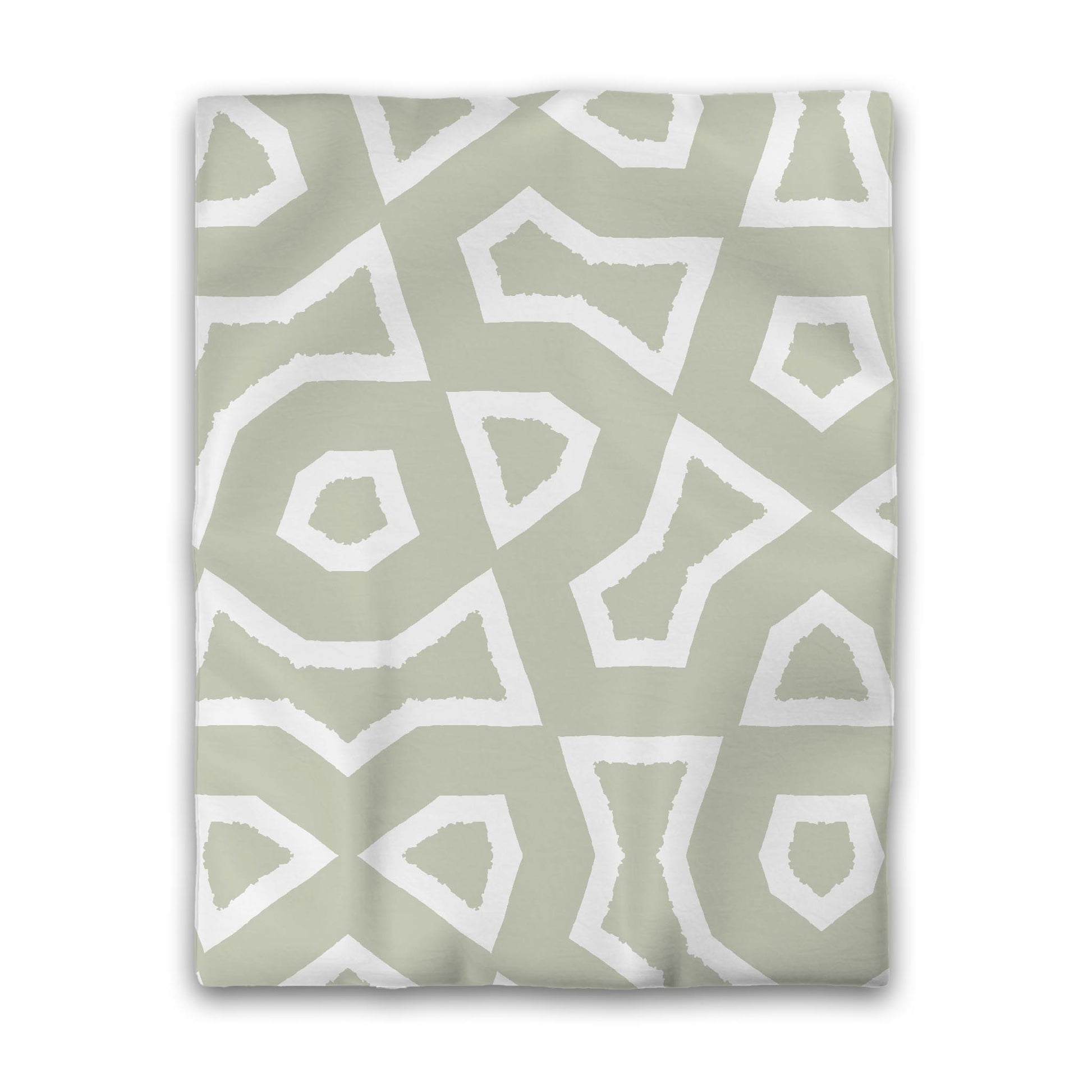 Pale Green Cotton Sateen Duvet Cover, Bold Off-white Graphic, CSDU-1241-392, Twin - 178 x 229 cm / 70 x 90 inches