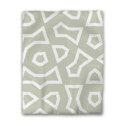 Pale Green Cotton Sateen Duvet Cover, Bold Off-white Graphic, CSDU-1241-392, Twin - 178 x 229 cm / 70 x 90 inches