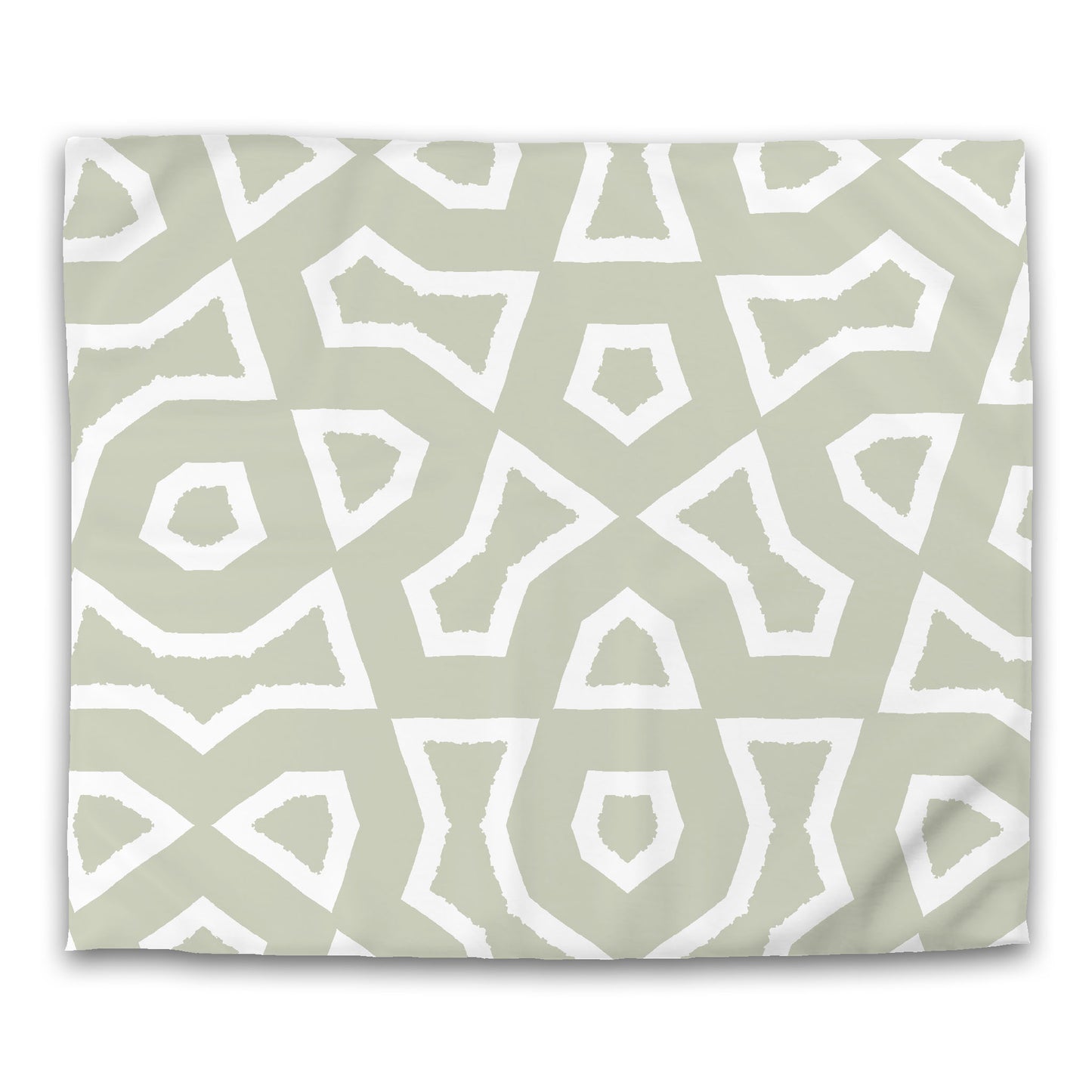 Pale Green Cotton Sateen Duvet Cover, Bold Off-white Graphic, CSDU-1241-392, King - 269 x  234 cm / 106 x 92 inches
