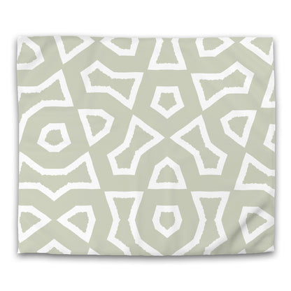 Pale Green Cotton Sateen Duvet Cover, Bold Off-white Graphic, CSDU-1241-392, King - 269 x  234 cm / 106 x 92 inches