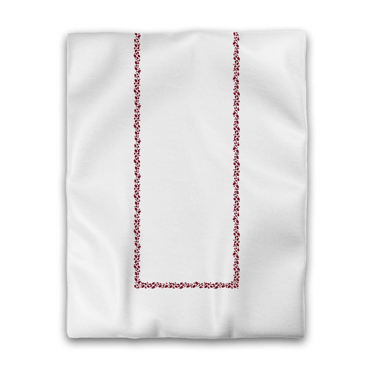 Off-White Cotton Sateen Duvet Cover, Burgundy Red Hand-painted Dab Motif Print, Classic Border, CSDU-1281-091, Twin - 178 x 229 cm / 70 x 90 inches