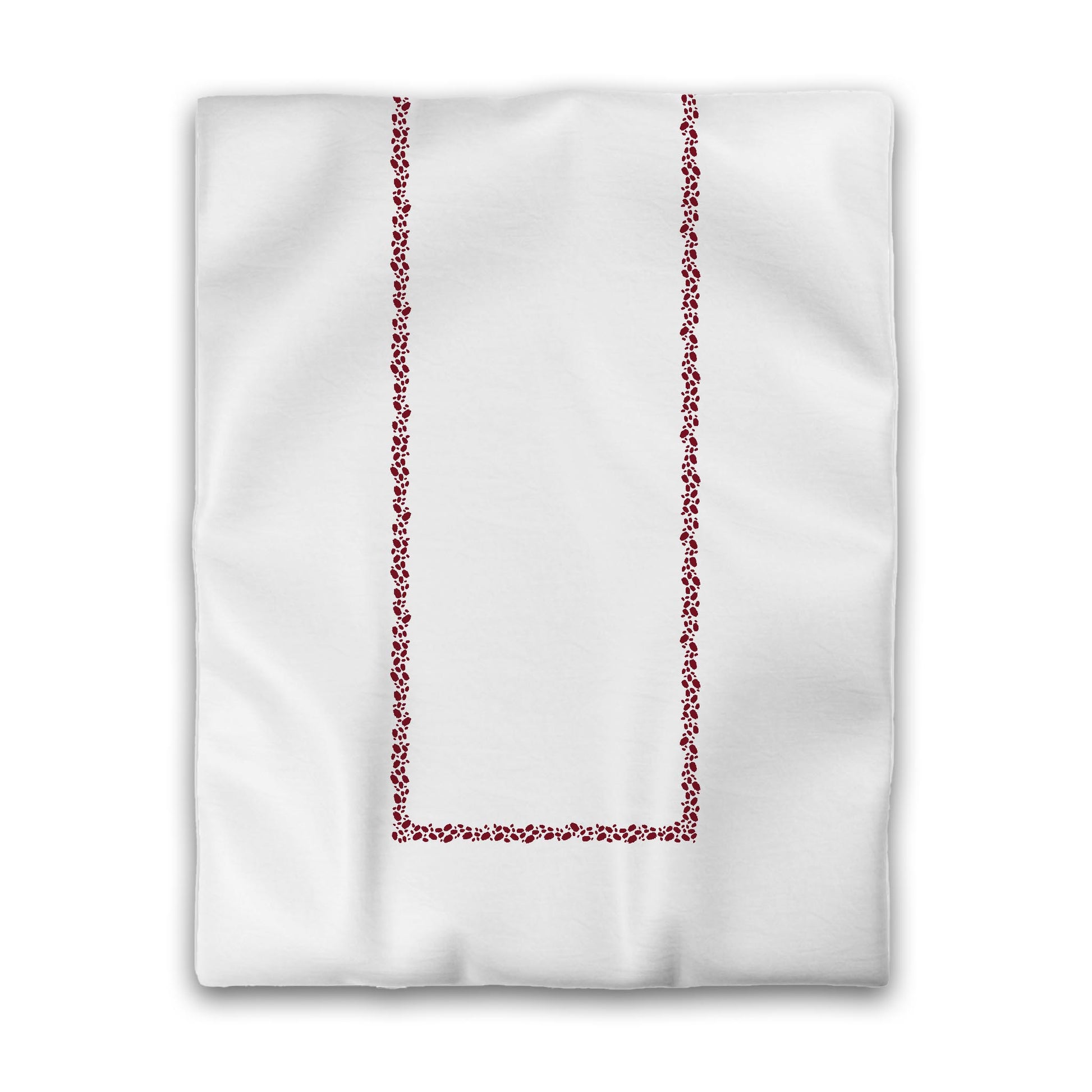Off-White Cotton Sateen Duvet Cover, Burgundy Red Hand-painted Dab Motif Print, Classic Border, CSDU-1281-091, Twin - 178 x 229 cm / 70 x 90 inches