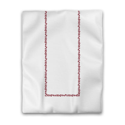 Off-White Cotton Sateen Duvet Cover, Burgundy Red Hand-painted Dab Motif Print, Classic Border, CSDU-1281-091, Twin - 178 x 229 cm / 70 x 90 inches