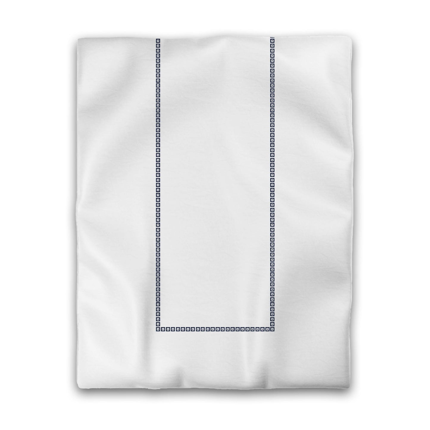 Off-White Cotton Sateen Duvet Cover, Burgundy Red Repeating Square Motif Print, Classic Border, CSDU-1281-121, Twin - 178 x 229 cm / 70 x 90 inches
