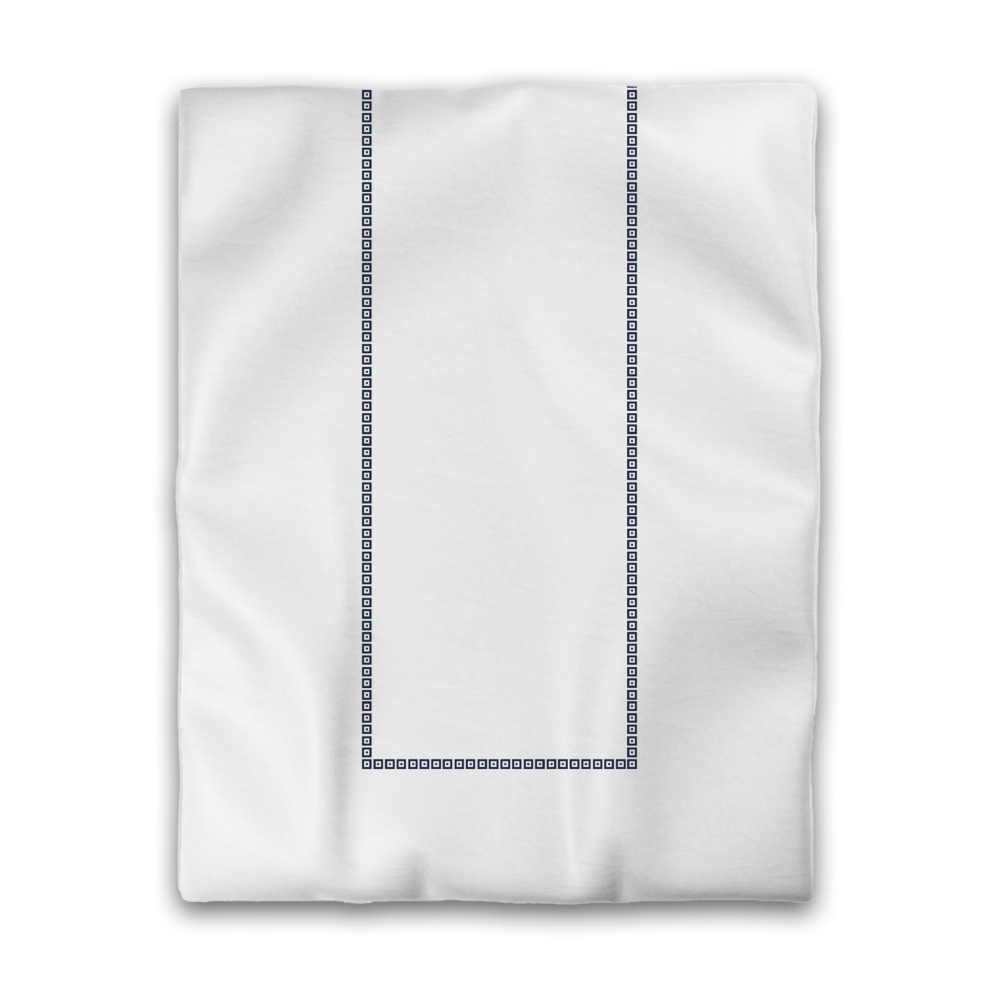 Off-White Cotton Sateen Duvet Cover, Burgundy Red Repeating Square Motif Print, Classic Border, CSDU-1281-121, Twin - 178 x 229 cm / 70 x 90 inches