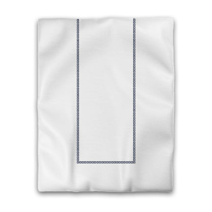 Off-White Cotton Sateen Duvet Cover, Burgundy Red Repeating Square Motif Print, Classic Border, CSDU-1281-121, Twin - 178 x 229 cm / 70 x 90 inches