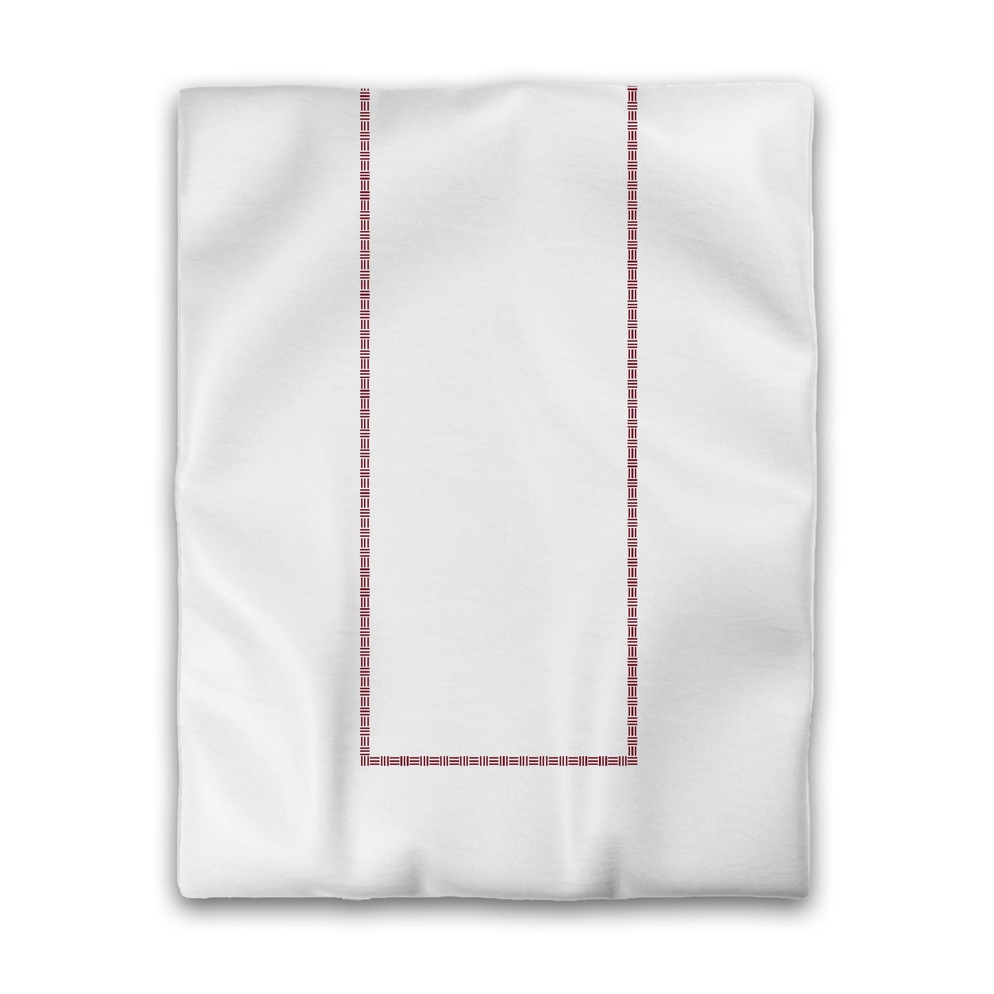 Off-White Cotton Sateen Duvet Cover, Burgundy Red Single Weave Motif Print, Classic Border, CSDU-1281-141, Twin - 178 x 229 cm / 70 x 90 inches