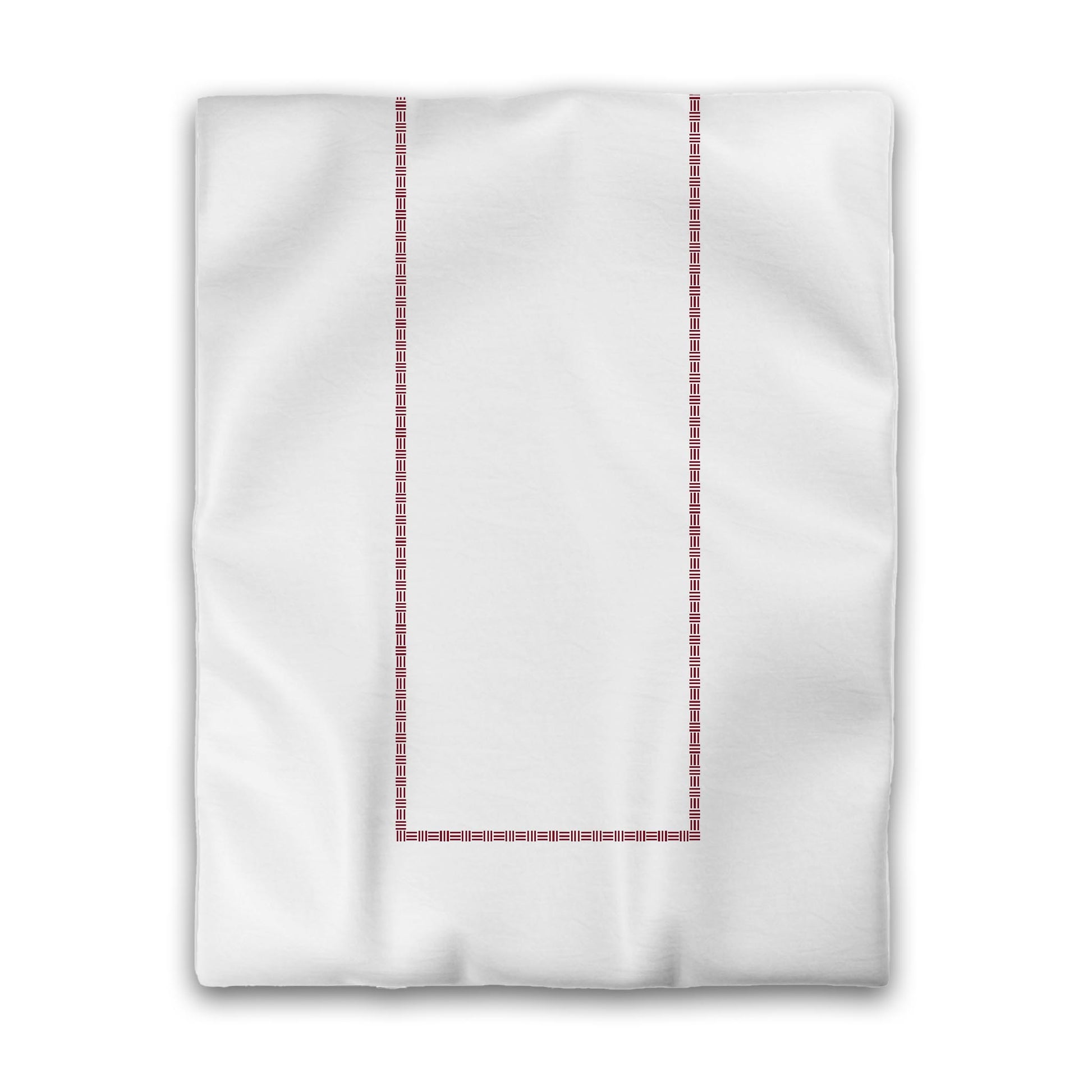 Off-White Cotton Sateen Duvet Cover, Burgundy Red Single Weave Motif Print, Classic Border, CSDU-1281-141, Twin - 178 x 229 cm / 70 x 90 inches