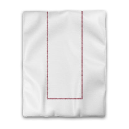 Off-White Cotton Sateen Duvet Cover, Burgundy Red Single Weave Motif Print, Classic Border, CSDU-1281-141, Twin - 178 x 229 cm / 70 x 90 inches