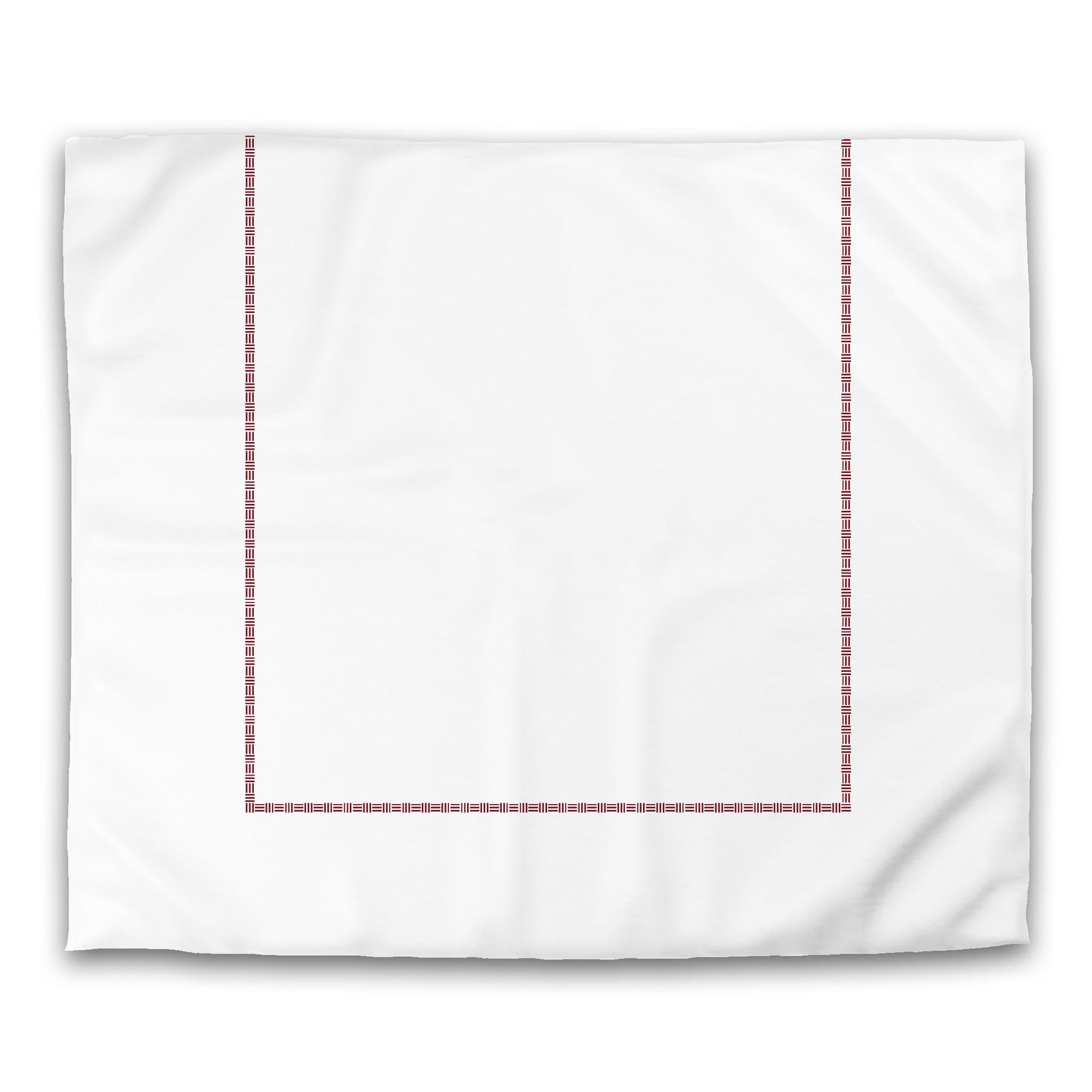 Off-White Cotton Sateen Duvet Cover, Burgundy Red Single Weave Motif Print, Classic Border, CSDU-1281-141, King - 269 x  234 cm / 106 x 92 inches