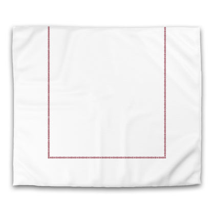 Off-White Cotton Sateen Duvet Cover, Burgundy Red Single Weave Motif Print, Classic Border, CSDU-1281-141, King - 269 x  234 cm / 106 x 92 inches
