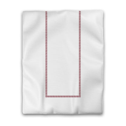 Off-White Cotton Sateen Duvet Cover, Burgundy Red Double Weave Motif Print, Classic Border, CSDU-1281-143, Twin - 178 x 229 cm / 70 x 90 inches