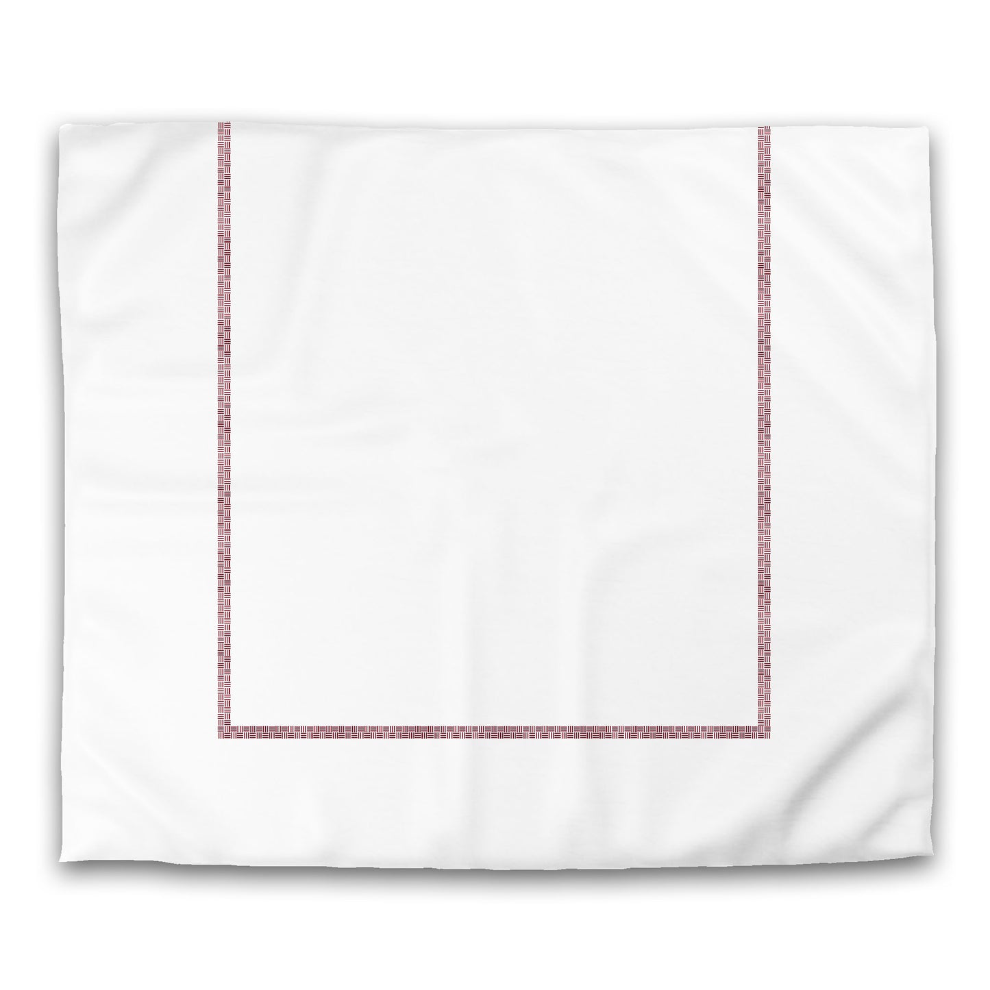 Off-White Cotton Sateen Duvet Cover, Burgundy Red Double Weave Motif Print, Classic Border, CSDU-1281-143, King - 269 x  234 cm / 106 x 92 inches