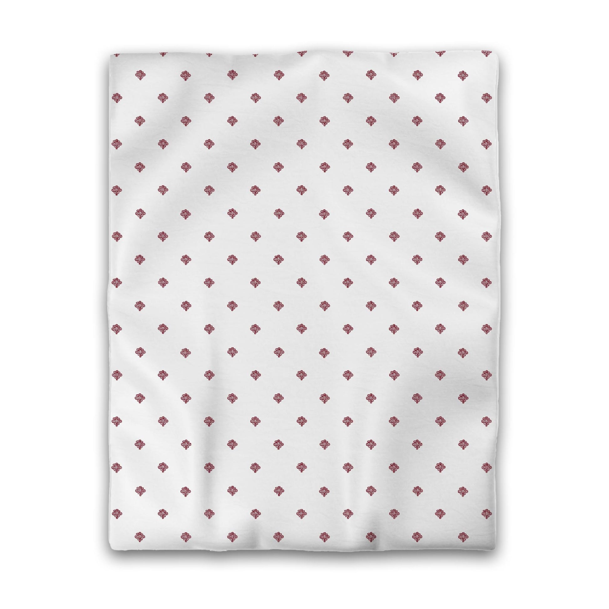 Off-White Cotton Sateen Duvet Cover, Burgundy Red Hand-painted Swizzle Motif Print, CSDU-1281-171, Twin - 178 x 229 cm / 70 x 90 inches