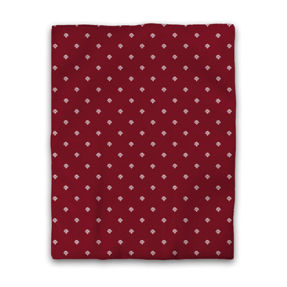Burgundy Red Cotton Sateen Duvet Cover, Off-White Hand-painted Swizzle Motif Print, CSDU-1281-172, Twin - 178 x 229 cm / 70 x 90 inches