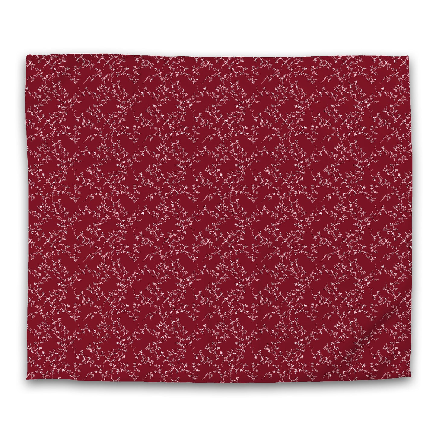 Burgundy Red Cotton Sateen Duvet Cover, Off-White Hand-painted Vine Print, CSDU-1281-182, King - 269 x  234 cm / 106 x 92 inches