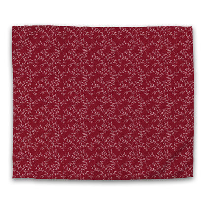 Burgundy Red Cotton Sateen Duvet Cover, Off-White Hand-painted Vine Print, CSDU-1281-182, King - 269 x  234 cm / 106 x 92 inches