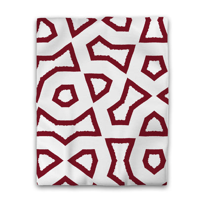 Off-White Cotton Sateen Duvet Cover, Bold Burgundy Red Graphic, CSDU-1281-391, Twin - 178 x 229 cm / 70 x 90 inches