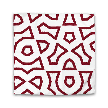Off-White Cotton Sateen Duvet Cover, Bold Burgundy Red Graphic | CSDU-1281-391