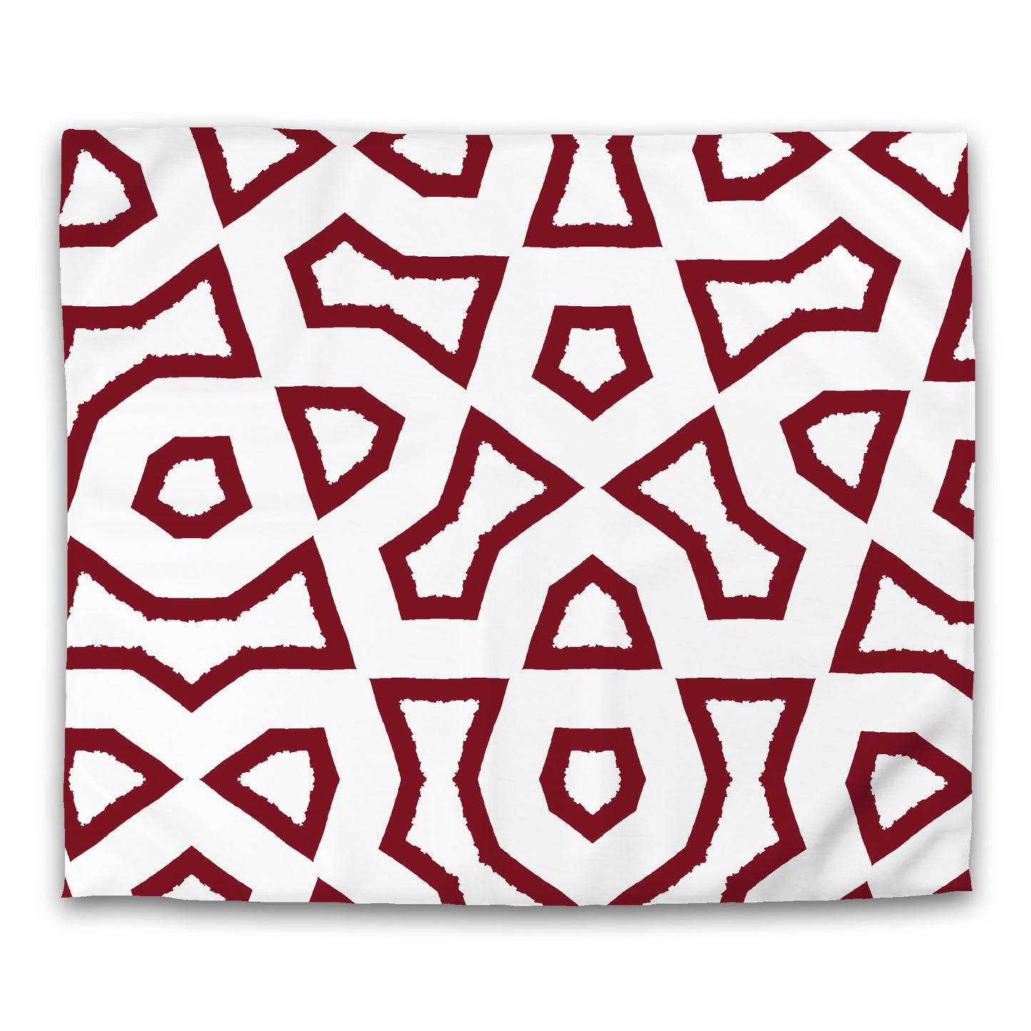 Off-White Cotton Sateen Duvet Cover, Bold Burgundy Red Graphic, CSDU-1281-391, King - 269 x  234 cm / 106 x 92 inches