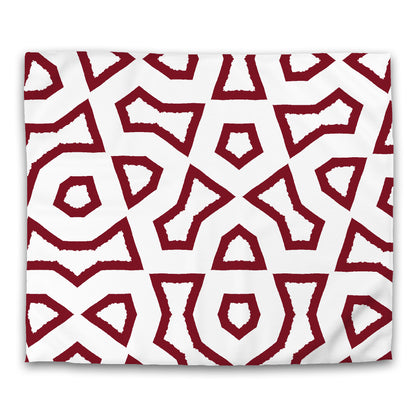 Off-White Cotton Sateen Duvet Cover, Bold Burgundy Red Graphic, CSDU-1281-391, King - 269 x  234 cm / 106 x 92 inches