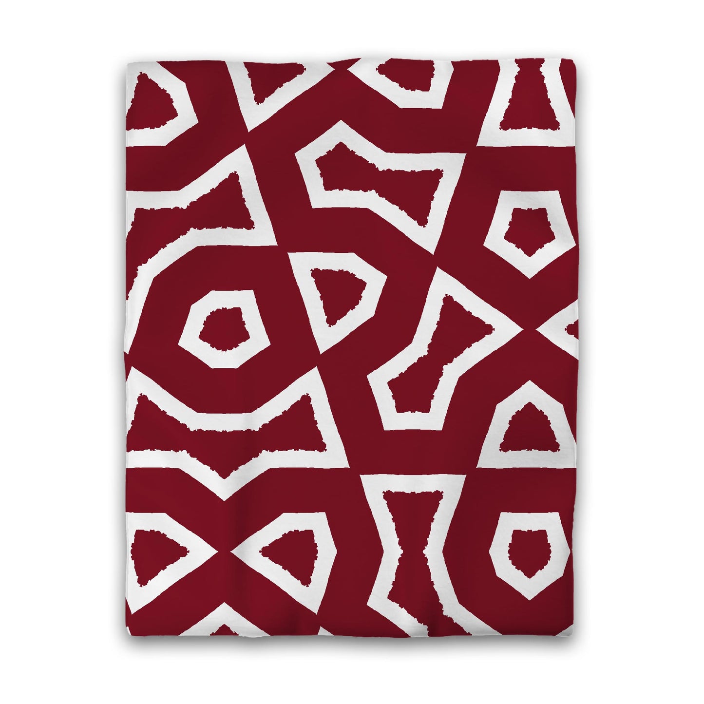 Burgundy Red Cotton Sateen Duvet Cover, Bold Off-White Graphic, CSDU-1281-392, Twin - 178 x 229 cm / 70 x 90 inches