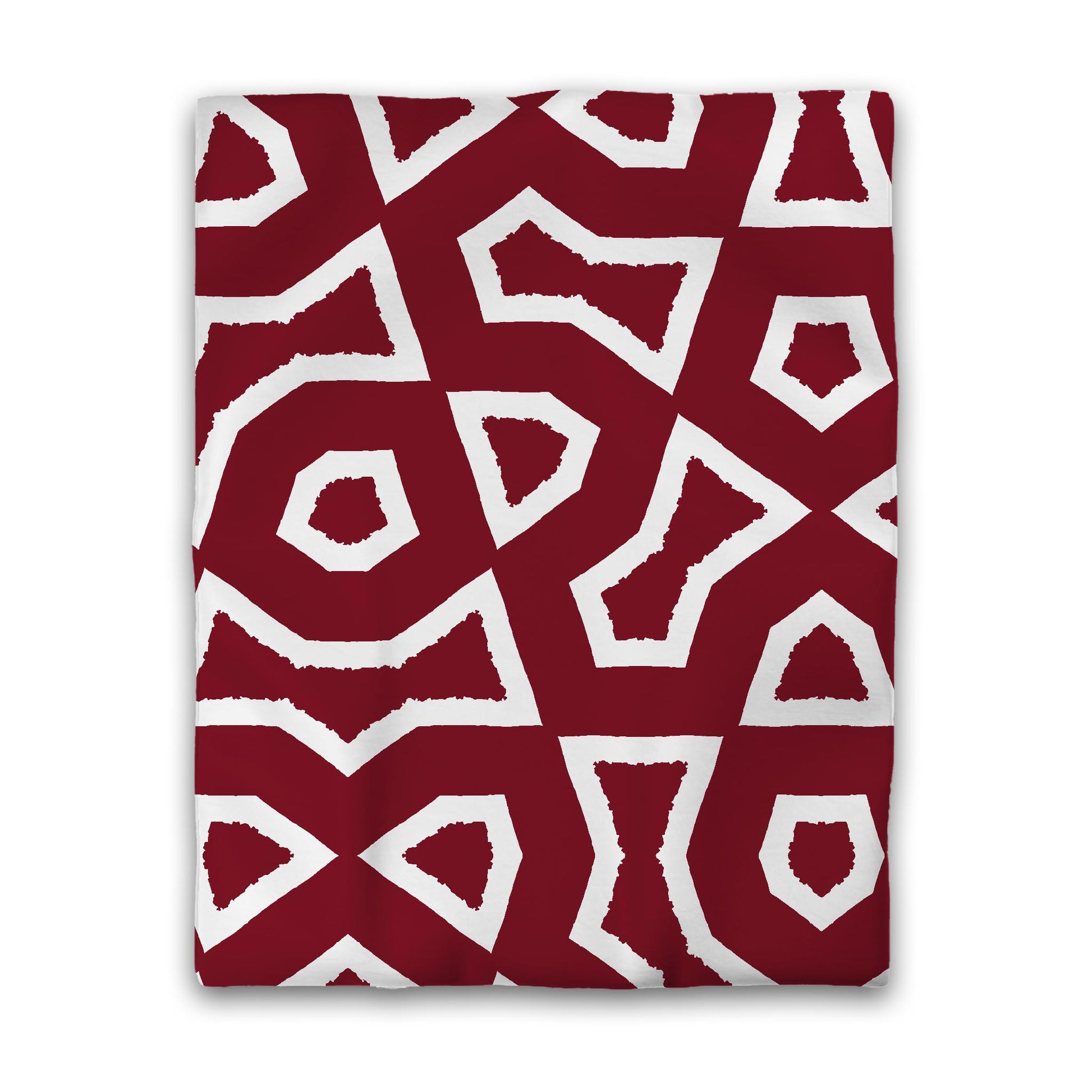 Burgundy Red Cotton Sateen Duvet Cover, Bold Off-White Graphic, CSDU-1281-392, Twin - 178 x 229 cm / 70 x 90 inches
