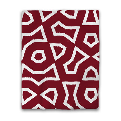 Burgundy Red Cotton Sateen Duvet Cover, Bold Off-White Graphic, CSDU-1281-392, Twin - 178 x 229 cm / 70 x 90 inches