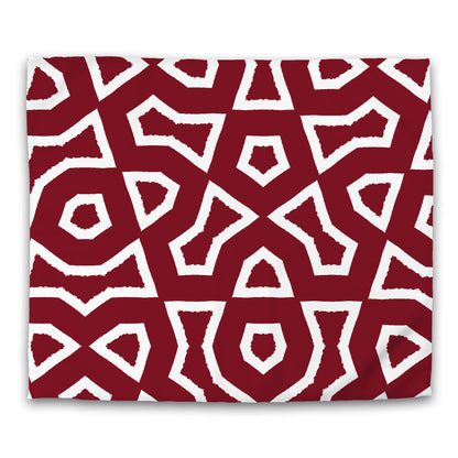 Burgundy Red Cotton Sateen Duvet Cover, Bold Off-White Graphic, CSDU-1281-392, King - 269 x  234 cm / 106 x 92 inches