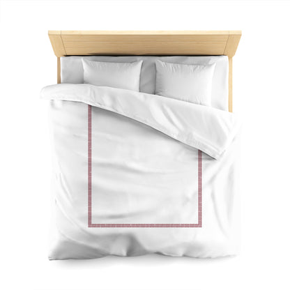 Off-White Cotton Sateen Duvet Cover, Burgundy Red Double Weave Motif Print, Classic Border, CSDU-1281-143, Queen - 229 x 229 cm / 90 x 90 inches