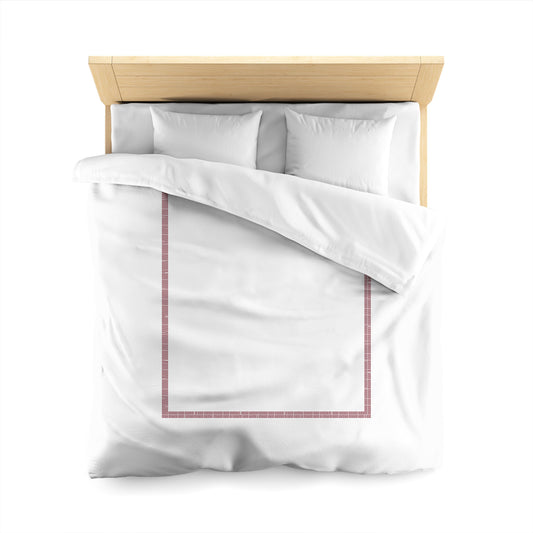 Off-White Cotton Sateen Duvet Cover, Burgundy Red Double Weave Motif Print, Classic Border, CSDU-1281-143, Queen - 229 x 229 cm / 90 x 90 inches
