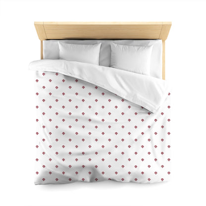 Off-White Cotton Sateen Duvet Cover, Burgundy Red Hand-painted Swizzle Motif Print, CSDU-1281-171, Queen - 229 x 229 cm / 90 x 90 inches
