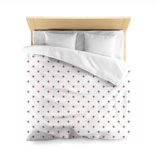 Off-White Cotton Sateen Duvet Cover, Burgundy Red Hand-painted Swizzle Motif Print, CSDU-1281-171, Queen - 229 x 229 cm / 90 x 90 inches