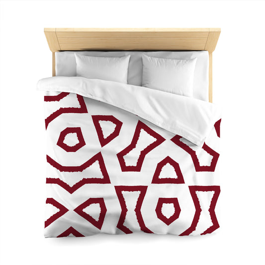 Off-White Cotton Sateen Duvet Cover, Bold Burgundy Red Graphic, CSDU-1281-391, Queen - 229 x 229 cm / 90 x 90 inches