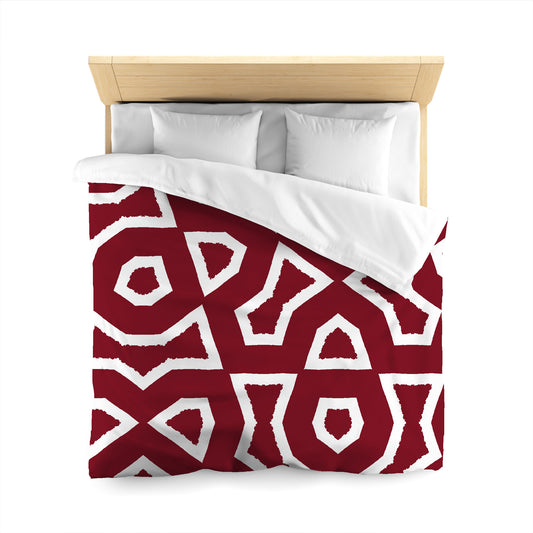 Burgundy Red Cotton Sateen Duvet Cover, Bold Off-White Graphic, CSDU-1281-392, Queen - 229 x 229 cm / 90 x 90 inches