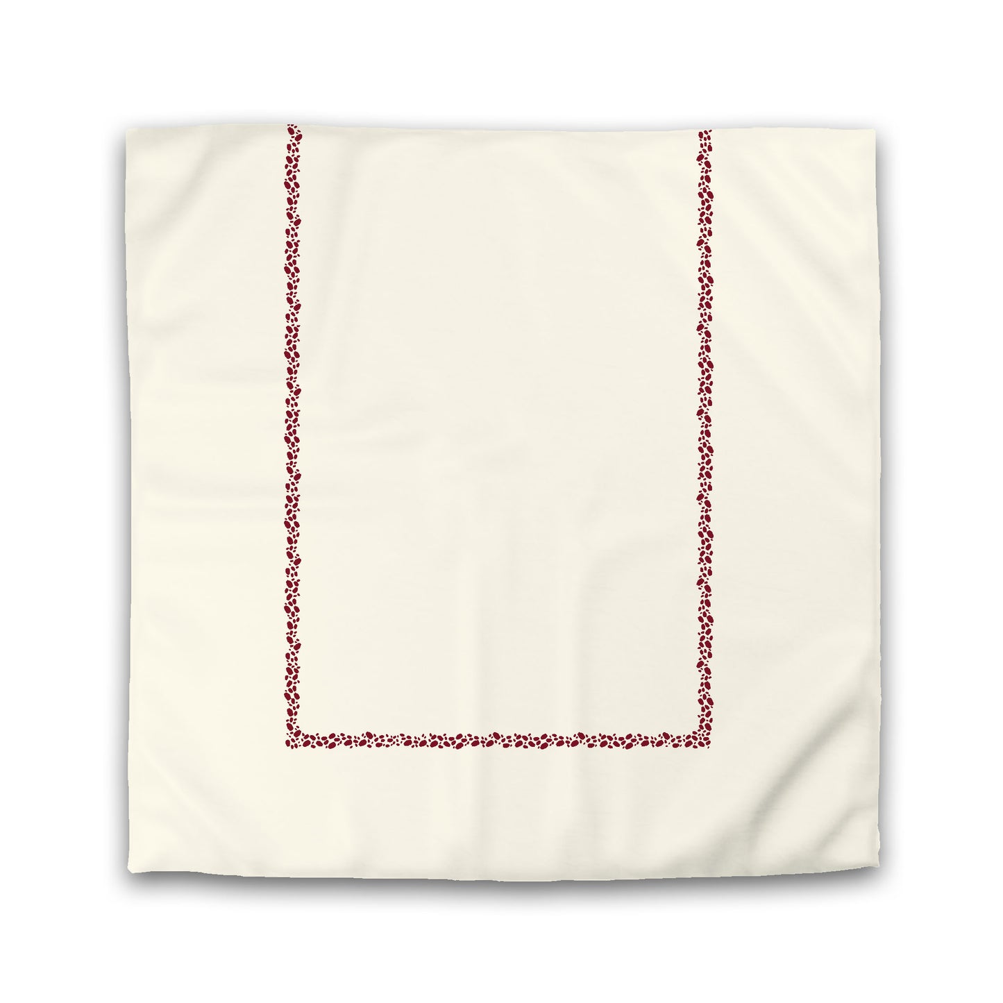 Pale Cream Cotton Sateen Duvet Cover, Burgundy Red Hand-painted Dab Motif Print, Classic Border | CSDU-1283-091