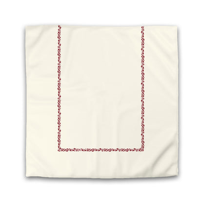 Pale Cream Cotton Sateen Duvet Cover, Burgundy Red Hand-painted Dab Motif Print, Classic Border | CSDU-1283-091