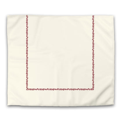 Pale Cream Cotton Sateen Duvet Cover, Burgundy Red Hand-painted Dab Motif Print, Classic Border, CSDU-1283-091, King - 269 x  234 cm / 106 x 92 inches